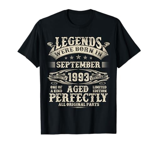 Geschenke zum 32. Geburtstag für Männer zum 32. Geburtstag September 1993 T-Shirt Geschenke zum 32. Geburtstag für Männer zum 32. Geburtstag September 1993 T-Shirt von Legendary Man Bday My Legend Born In September
