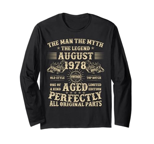 Geschenk zum 47. Geburtstag für Männer, August 1978, 47 Jahre alt Langarmshirt Geschenk zum 47. Geburtstag für Männer, August 1978, 47 Jahre alt Langarmshirt von Legendary Man Birthday Apparel August For Men