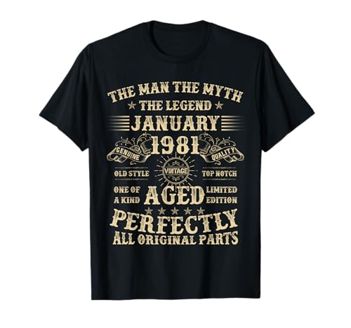 Geschenke zum 44. Geburtstag für Männer Januar 1981 44 Jahre alt Bday T-Shirt Geschenke zum 44. Geburtstag für Männer Januar 1981 44 Jahre alt Bday T-Shirt von Legendary Man Birthday Apparel January For Men