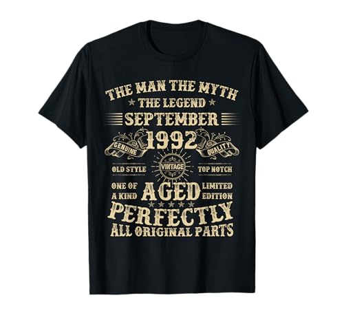 Geschenke zum 33. Geburtstag für Männer September 1992 33 Jahre alt Bday T-Shirt Geschenke zum 33. Geburtstag für Männer September 1992 33 Jahre alt Bday T-Shirt von Legendary Man Birthday Apparel September For Men