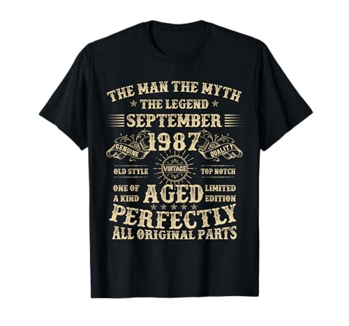 Geschenke zum 38. Geburtstag für Männer September 1987 38 Jahre alt Bday T-Shirt von Legendary Man Birthday Apparel September For Men