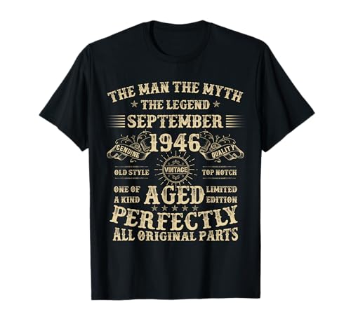 Geschenke zum 79. Geburtstag für Männer September 1946 79 Jahre alt Bday T-Shirt von Legendary Man Birthday Apparel September For Men