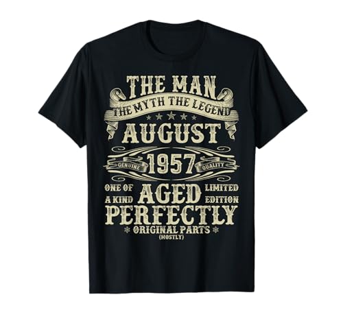 August 1957 68. Geburtstag Geschenke für Männer 68 Jahre alt Geburtstag T-Shirt August 1957 68. Geburtstag Geschenke für Männer 68 Jahre alt Geburtstag T-Shirt von Legendary Man Birthday August Tee Gifts For Men