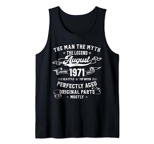 Herren 52. Geburtstag Mann in Mythologie Legende von August 1971 Tank Top Herren 52. Geburtstag Mann in Mythologie Legende von August 1971 Tank Top von Legendary Man Birthday My Legendary Father