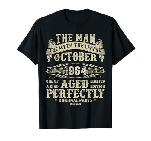Oktober 1964 60. Geburtstag Geschenke für Männer 60 Jahre alt Geburtstag T-Shirt Oktober 1964 60. Geburtstag Geschenke für Männer 60 Jahre alt Geburtstag T-Shirt von Legendary Man Birthday October Gifts For Men Retro