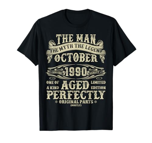 Oktober 1990 34. Geburtstag Geschenke für Männer 34 Jahre alt Geburtstag T-Shirt Oktober 1990 34. Geburtstag Geschenke für Männer 34 Jahre alt Geburtstag T-Shirt von Legendary Man Birthday October Gifts For Men Retro