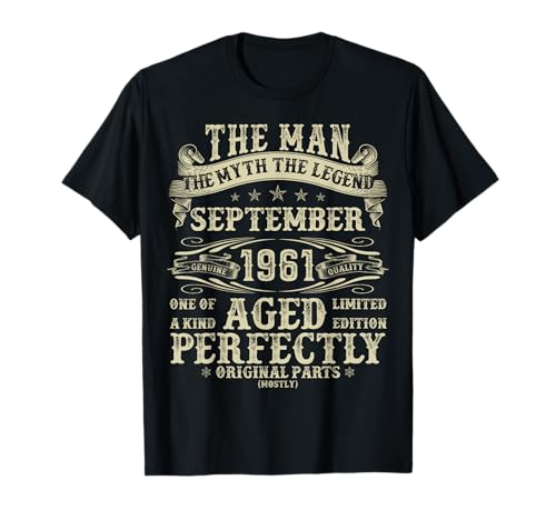 September 1961 64. Geburtstag Geschenke für Männer 64 Jahre alt Bday T-Shirt von Legendary Man Birthday September Tee Gifts For Men