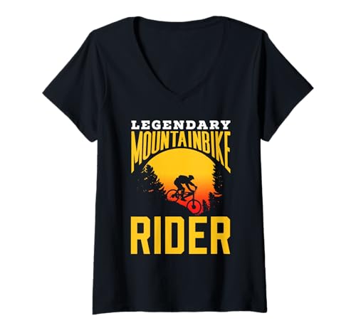 Damen Legendärer Mountainbike-Fahrer Mountainbiker Mountainbike T-Shirt mit V-Ausschnitt Damen Legendärer Mountainbike-Fahrer Mountainbiker Mountainbike T-Shirt mit V-Ausschnitt von Legendary Mountainbike Rider Mountainbiking Bike