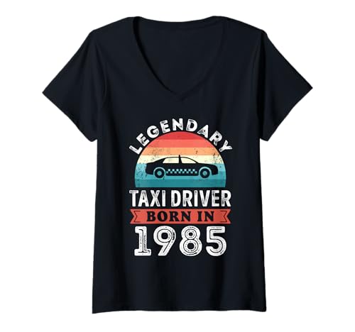 Damen Legendärer Taxifahrer, geboren 1985, Geschenke zum 40. Geburtstag T-Shirt mit V-Ausschnitt Damen Legendärer Taxifahrer, geboren 1985, Geschenke zum 40. Geburtstag T-Shirt mit V-Ausschnitt von Legendary Taxi Driver Birthday Apparel