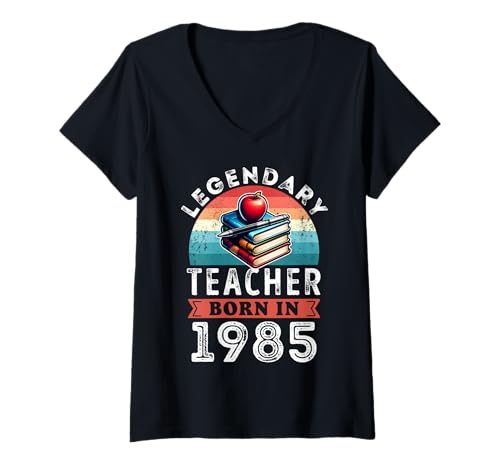 Damen Legendärer Lehrer, geboren 1985, 40. Geburtstag, Geschenke, Unterricht T-Shirt mit V-Ausschnitt Damen Legendärer Lehrer, geboren 1985, 40. Geburtstag, Geschenke, Unterricht T-Shirt mit V-Ausschnitt von Legendary Teacher Birthday Teaching Apparel