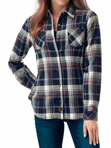 Legendary Whitetails Damen Cottage Escape Flanellhemd Langärmlig, Navy Army Plaid, X-Large von Legendary Whitetails