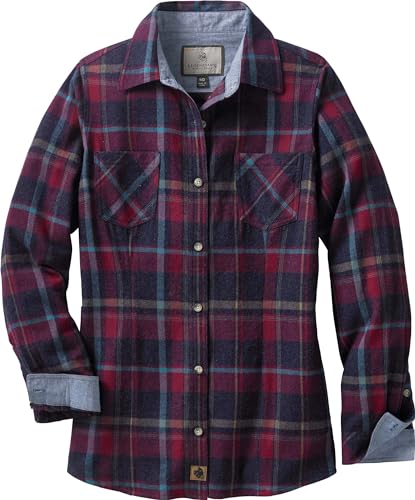 Legendary Whitetails Damen Cottage Escape Flannel Long Sleeve Plaid and Solid Color Clothes for Women, Fitted Button Down Langärmelig, Sangria, Mittel Legendary Whitetails Damen Cottage Escape Flannel Long Sleeve Plaid and Solid Color Clothes for Women, Fitted Button Down Langärmelig, Sangria, Mittel von Legendary Whitetails
