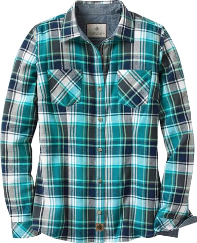 Legendary Whitetails Damen Cottage Escape Flannel Long Sleeve Plaid and Solid Color Clothes for Women, Fitted Button Down Langärmelig, Türkisfarbenes Pacific, Groß Legendary Whitetails Damen Cottage Escape Flannel Long Sleeve Plaid and Solid Color Clothes for Women, Fitted Button Down Langärmelig, Türkisfarbenes Pacific, Groß von Legendary Whitetails