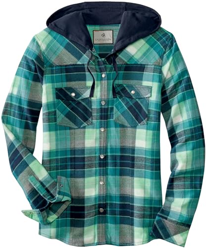 Legendary Whitetails Damen Lumber Jane Flanellhemd mit Kapuze Hemd mit Button-Down-Kragen, Frozen River Plaid, Mittel von Legendary Whitetails