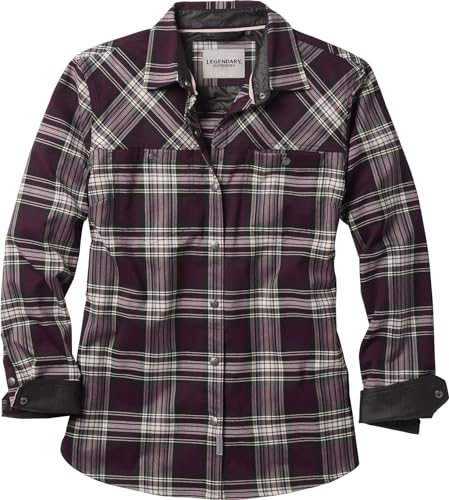 Legendary Whitetails Legendary Outdoors Pathways Performance Flanell Langarm Snap Up Shirt für Damen, Maroon Mountains, Klein von Legendary Whitetails