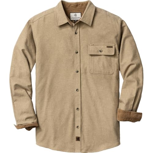 Legendary Whitetails Herren Buck Camp Flanell Langarm Plaid Button Down Freizeithemd Cordbündchen, Sand Heather, XX-Large Hoch von Legendary Whitetails