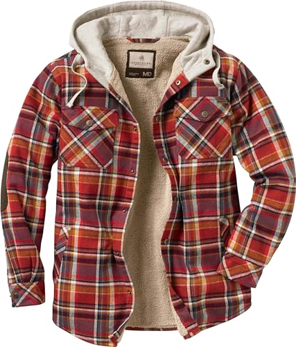 Legendary Whitetails Herren Camp Night Flanell mit Kapuze Berber gefüttert Lange Ärmel, Kardinal Arrowood Plaid, M von Legendary Whitetails