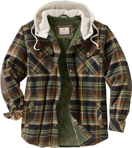 Legendary Whitetails Herren Camp Night Berber Lined Hooded Flannel Shirt Jacket Jacke, Stout Plaid, XXL von Legendary Whitetails