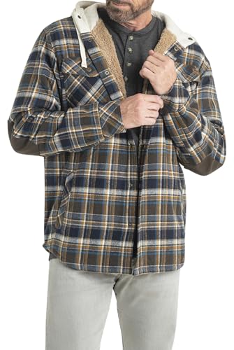 Legendary Whitetails Herren Camp Night Berber gefütterte Flanelljacke mit Kapuze Jacke, Upland Plaid, 3XL Big Tall von Legendary Whitetails