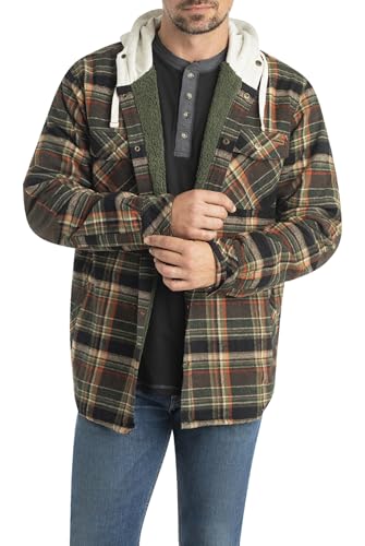 Legendary Whitetails Herren Camp Night Flanell-Hemdjacke mit Kapuze und Berber gefüttert Jacke, Stout Plaid, XL von Legendary Whitetails