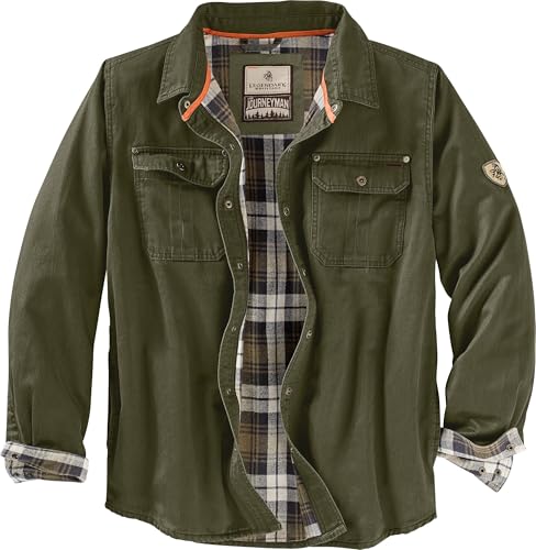 Legendary Whitetails Herren Journeyman Hemdjacke, Flanell gefütterte Shacket, wasserabweisender Mantel, robuste Herbstkleidung Jacke, Dunkle Armee, Large Tall von Legendary Whitetails