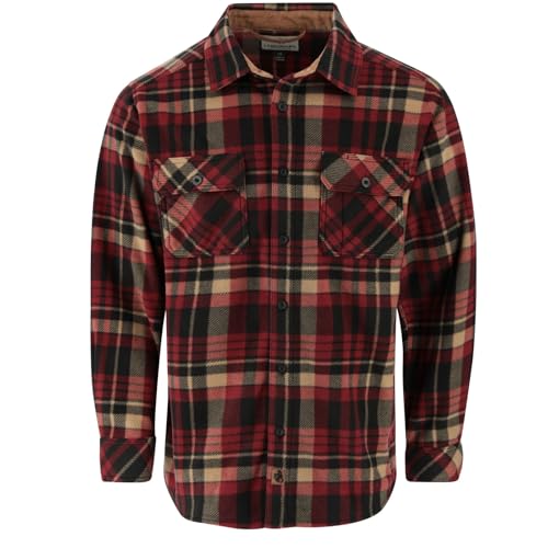 Legendary Whitetails Herren Navigator Fleece Button Up Shirt, Red Cabin Wood Plaid, XX-Large von Legendary Whitetails
