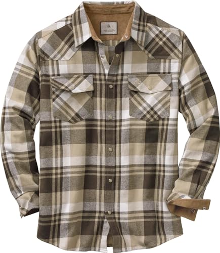 Legendary Whitetails Herren Shotgun Western Flanellhemd Hemd mit Button-Down-Kragen, Tobacco Range Plaid, L von Legendary Whitetails