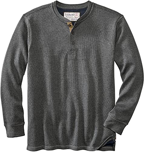 Legendary Whitetails Herren Tough as Buck Doppelschichtiges Thermo Henley Shirt, Charcoal Heather, Large von Legendary Whitetails