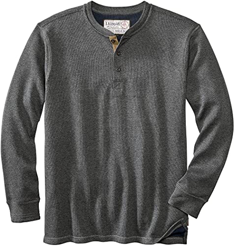 Legendary Whitetails Herren Tough as Buck Doppelschichtiges Thermo Henley Shirt, Dunkelgrau meliert, L von Legendary Whitetails