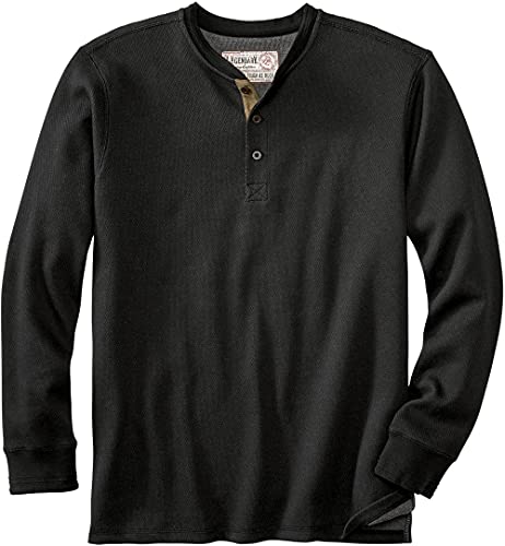 Legendary Whitetails Herren Tough as Buck Doppelschichtiges Thermo Henley Shirt, schwarz, Large von Legendary Whitetails