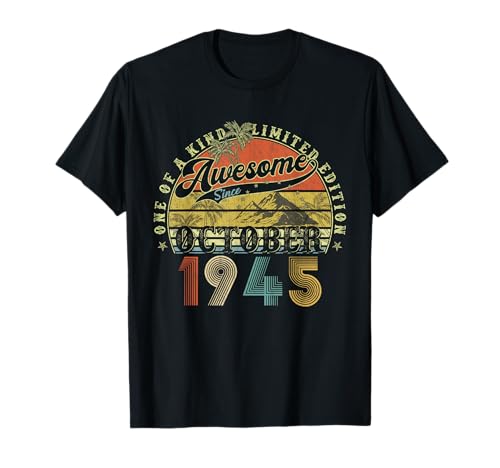 80 Jahre alte Geburtstagsgeschenke für Männer Oktober 1945 80. Geburtstag T-Shirt 80 Jahre alte Geburtstagsgeschenke für Männer Oktober 1945 80. Geburtstag T-Shirt von Legendary birthday October Tee Gifts For Man