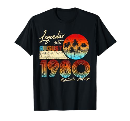 40. Geburtstag Geschenk Männer Legendär Seit August 1980 T-Shirt 40. Geburtstag Geschenk Männer Legendär Seit August 1980 T-Shirt von Legendary since Vintage 40 jährigen Mann & Frau