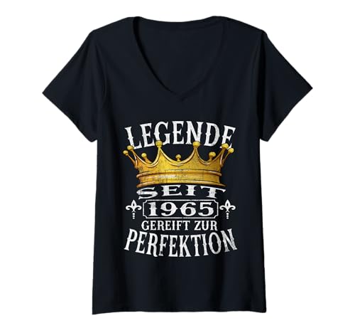 Damen Legende seit 1965 - Gereift zur Perfektion Krone Geburtstags T-Shirt mit V-Ausschnitt Damen Legende seit 1965 - Gereift zur Perfektion Krone Geburtstags T-Shirt mit V-Ausschnitt von Legende seit 1965 Geburtstags Vintage Design