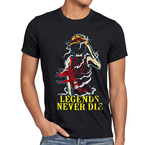 Legends Never Die - Luffy Herren T-Shirt, Größe:XXL;Farbe:Schwarz von style3