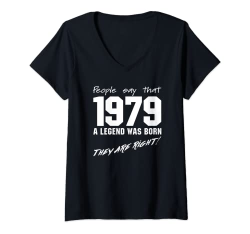 Damen Born 1979 Geburtstag Outfit Vintage 1979 Celebration T-Shirt mit V-Ausschnitt Damen Born 1979 Geburtstag Outfit Vintage 1979 Celebration T-Shirt mit V-Ausschnitt von Legends born in 1979 funny Birthday Outfit