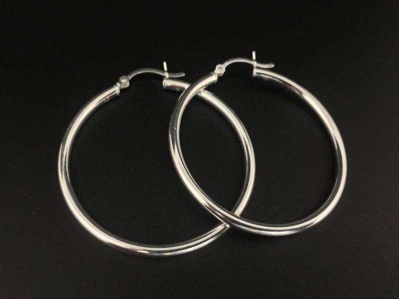 40 Mm Hoop Ohrringe // 925 Sterling Silber Mit Scharnier 2.5 Gage von LegendsSilver