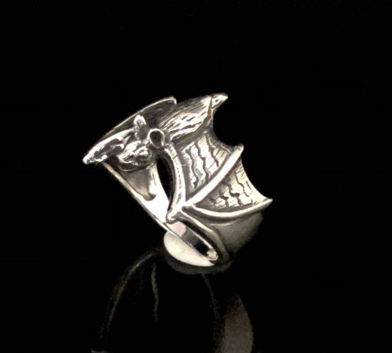 Oxidierter Sterling Silber Fledermaus Ring Fliegender Tier Schmuck von LegendsSilver