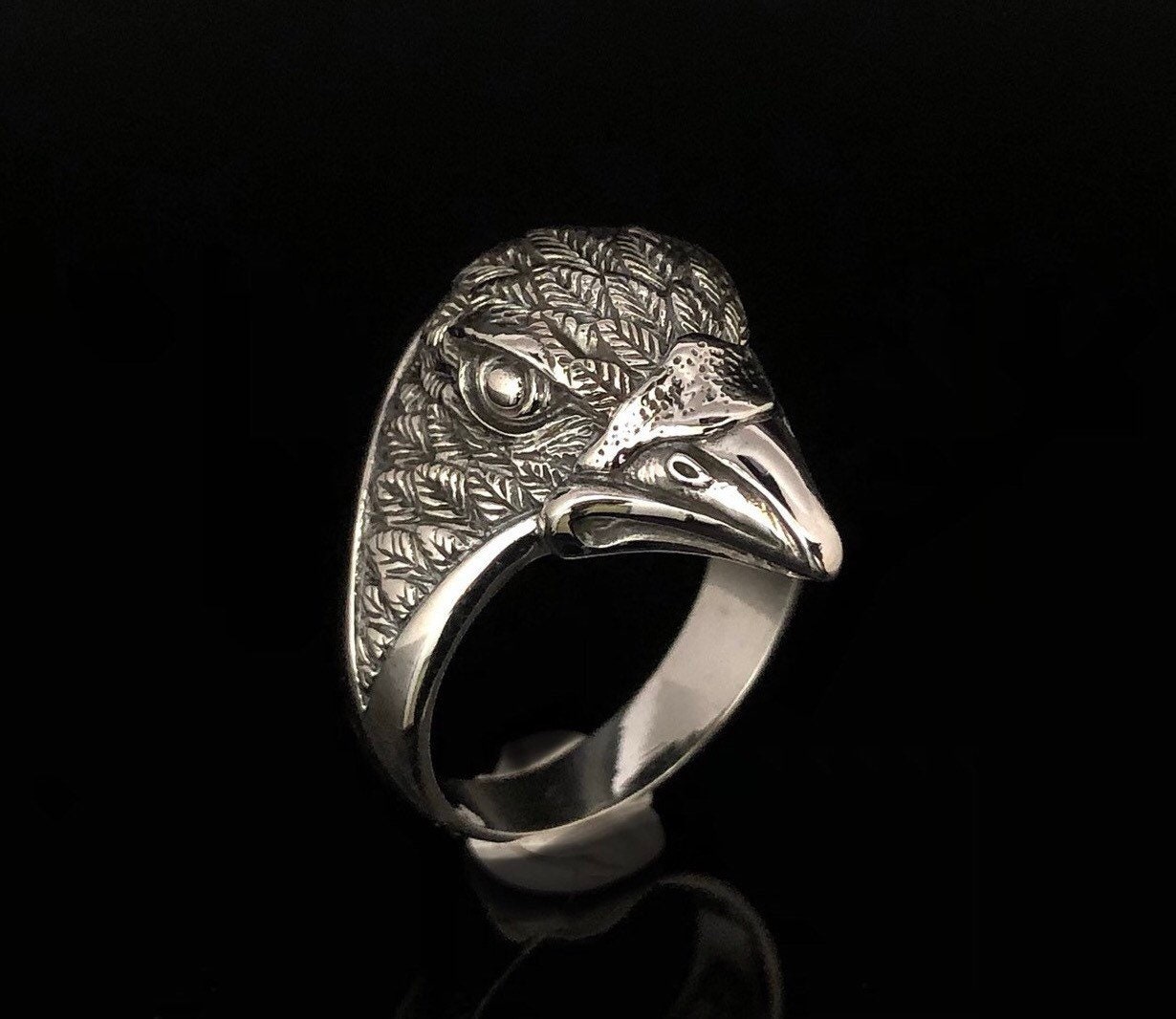 Oxidierter Sterlingsilber Adlerkopfring 925Er Stempel von LegendsSilver