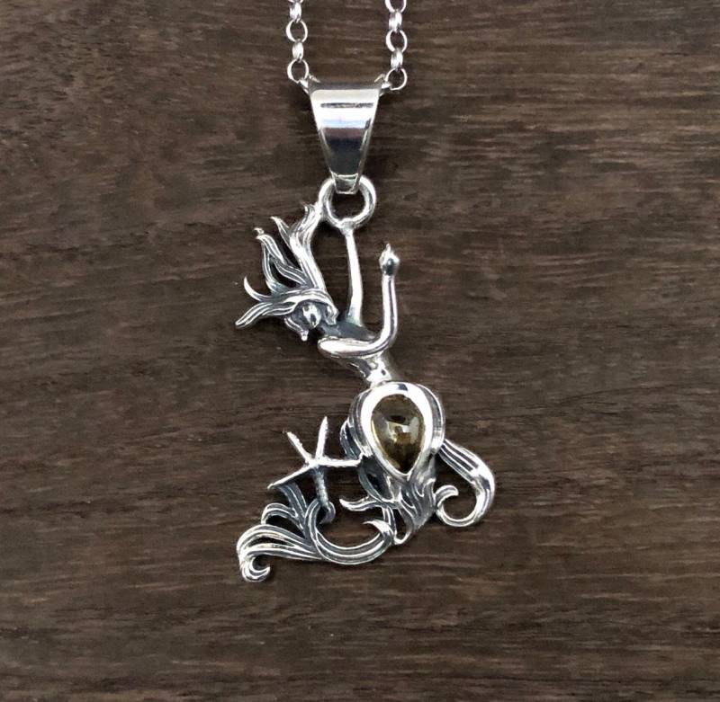 sterling Silber Meerjungfrau Anhänger Mit Turmalin Seestern - 5 cm von LegendsSilver
