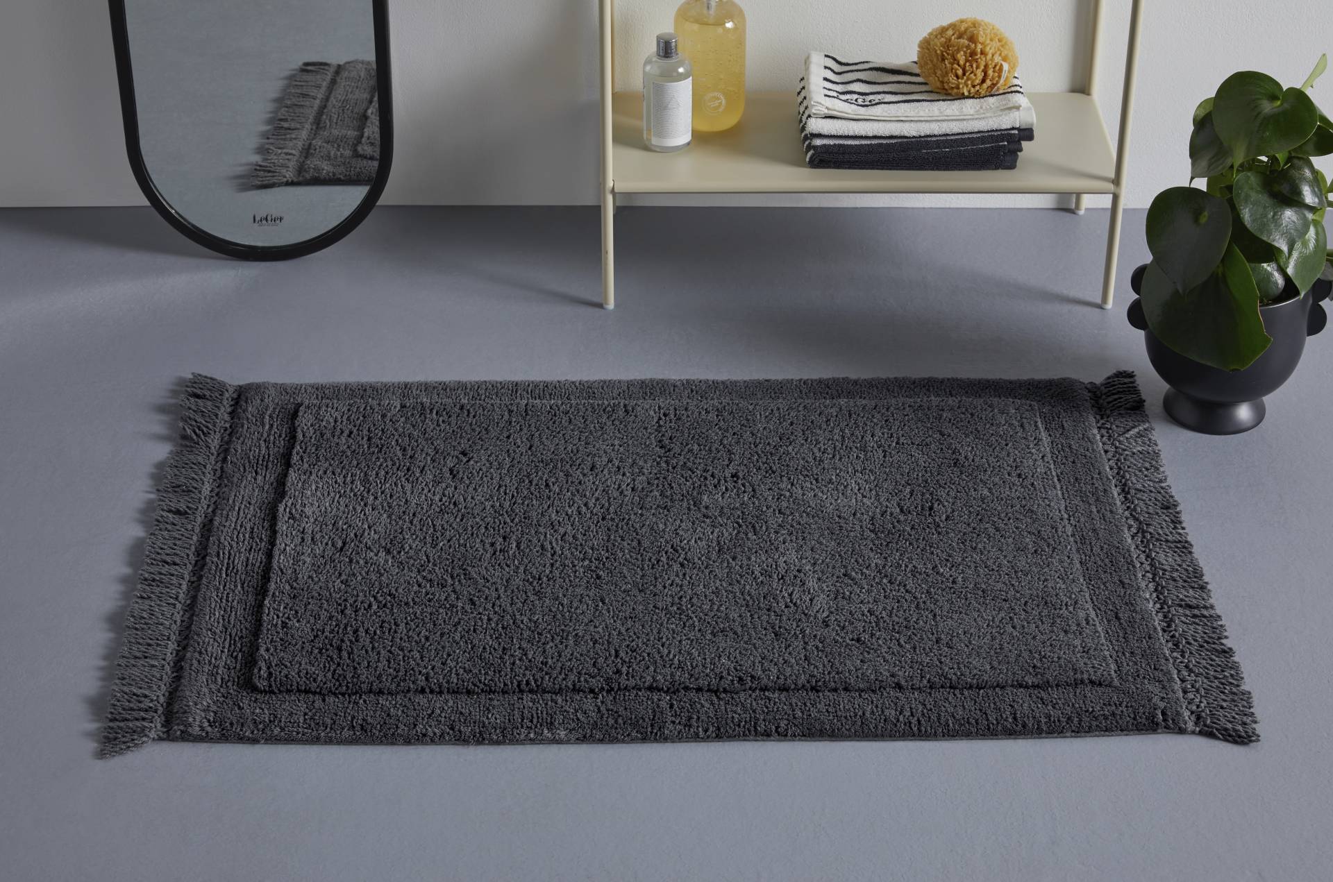 LeGer Home by Lena Gercke Badematte "Tamsin, Badvorleger, Badezimmer Teppich" Höhe 20 mm fußbodenheizungsgeeignet  strapazierfähig mit Fransen, Badteppich, Badematte, Baumwolle von Leger Home By Lena Gercke