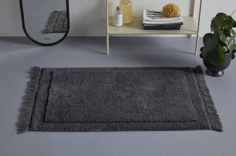 LeGer Home by Lena Gercke Badematte "Tamsin, Badvorleger, Badezimmer Teppich" Höhe 20 mm fußbodenheizungsgeeignet  strapazierfähig mit Fransen, Badteppich, Badematte, Baumwolle von Leger Home By Lena Gercke