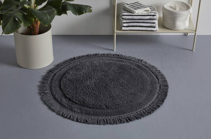 LeGer Home by Lena Gercke Badematte "Tamsin, Badvorleger, Badezimmer Teppich" Höhe 20 mm fußbodenheizungsgeeignet  strapazierfähig mit Fransen, Badteppich, Badematte, Baumwolle von Leger Home By Lena Gercke