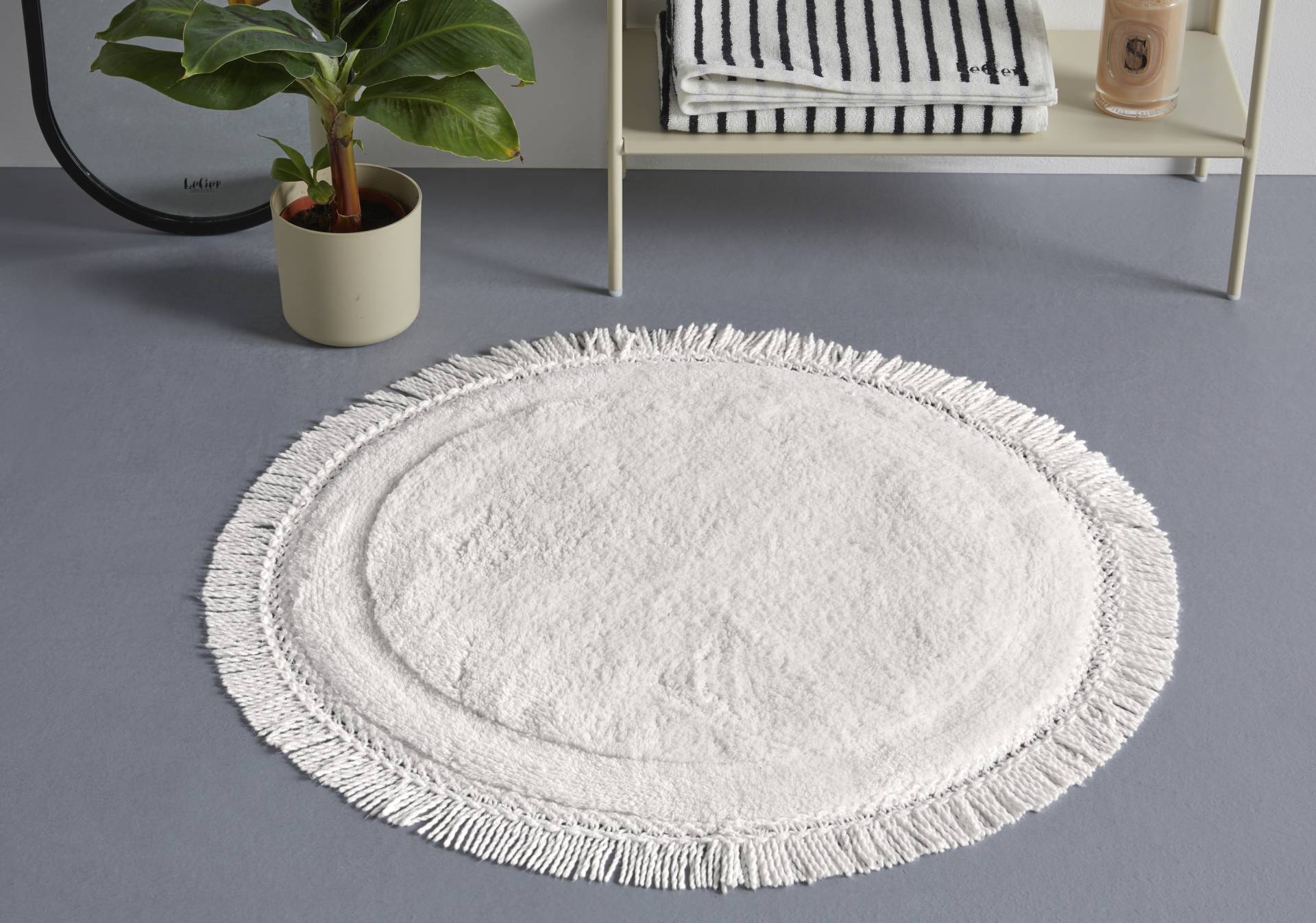 LeGer Home by Lena Gercke Badematte "Tamsin, Badvorleger, Badezimmer Teppich" Höhe 20 mm fußbodenheizungsgeeignet  strapazierfähig mit Fransen, Badteppich, Badematte, Baumwolle von Leger Home By Lena Gercke