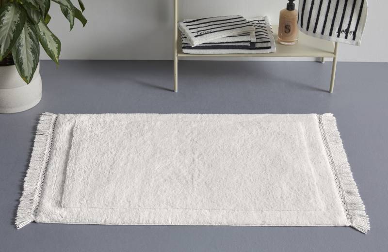 LeGer Home by Lena Gercke Badematte "Tamsin, Badvorleger, Badezimmer Teppich" Höhe 20 mm fußbodenheizungsgeeignet  strapazierfähig mit Fransen, Badteppich, Badematte, Baumwolle von Leger Home By Lena Gercke