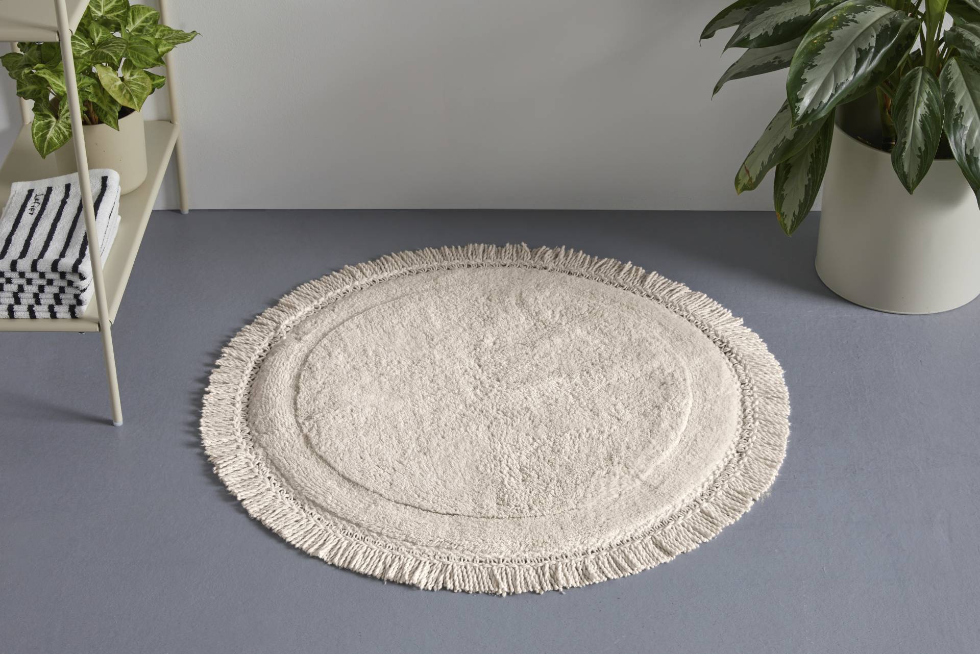 LeGer Home by Lena Gercke Badematte "Tamsin, Badvorleger, Badezimmer Teppich" Höhe 20 mm fußbodenheizungsgeeignet  strapazierfähig mit Fransen, Badteppich, Badematte, Baumwolle von Leger Home By Lena Gercke