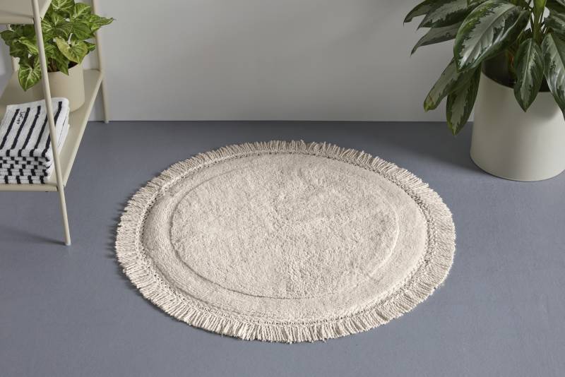 LeGer Home by Lena Gercke Badematte "Tamsin, Badvorleger, Badezimmer Teppich" Höhe 20 mm fußbodenheizungsgeeignet  strapazierfähig mit Fransen, Badteppich, Badematte, Baumwolle von Leger Home By Lena Gercke