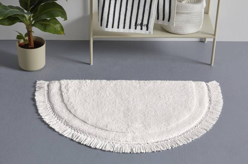 LeGer Home by Lena Gercke Badematte "Tamsin, Badvorleger, Badezimmer Teppich" Höhe 20 mm fußbodenheizungsgeeignet  strapazierfähig mit Fransen, Badteppich, Badematte, Baumwolle von Leger Home By Lena Gercke