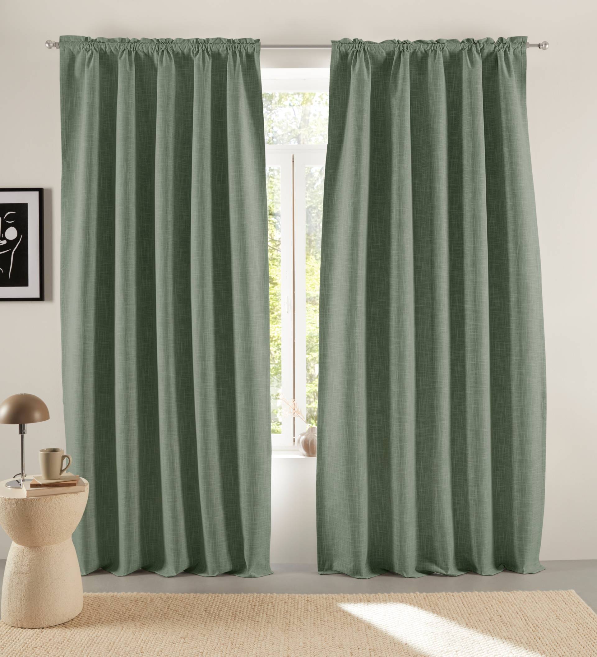 LeGer Home by Lena Gercke Verdunkelungsvorhang "Marusha" Stangendurchzug 1 Stk. tlg. Verdunkelnder Vorhang, blickdicht, Leinenoptik, robuste Haptik, Thermo von Leger Home By Lena Gercke