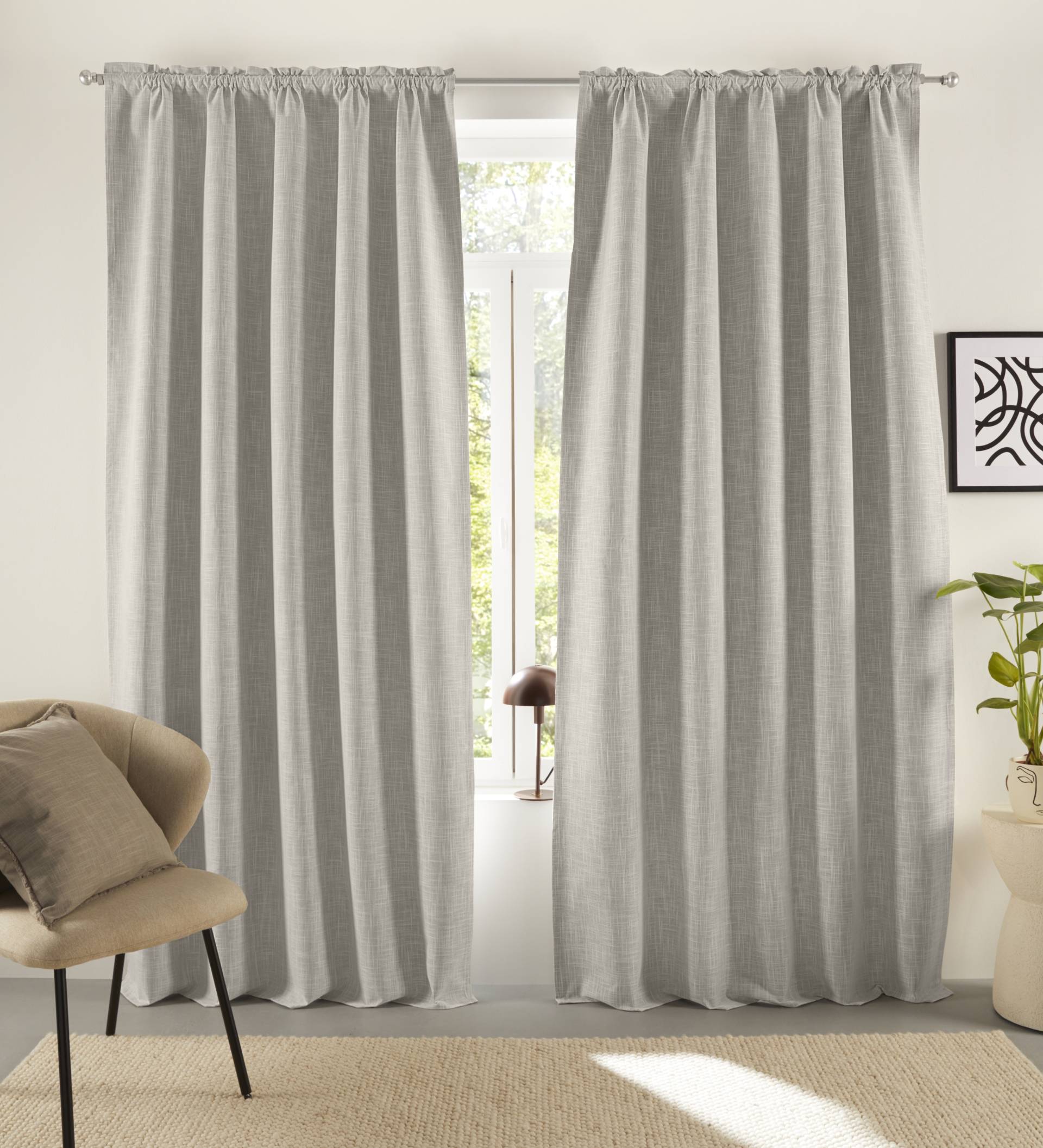 LeGer Home by Lena Gercke Verdunkelungsvorhang "Marusha" Stangendurchzug 1 Stk. tlg. Verdunkelnder Vorhang, blickdicht, Leinenoptik, robuste Haptik, Thermo von Leger Home By Lena Gercke