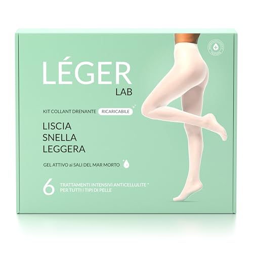 LÉGER LAB Set mit wiederaufladbaren Strumpfhosen, 6 Anti-Cellulite-Behandlungen, Aktiv-Gel mit Salzen des Toten Meeres, Schlankheits-Leggings für Damen mit 98 % natürlichen Inhaltsstoffen, zum von Léger LAB